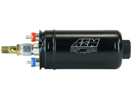 AEM 400LPH High Pressure Inline Fuel Pump, M18x1.5 Female Inlet to M12x1.5 Male Outlet, Performance Electronics