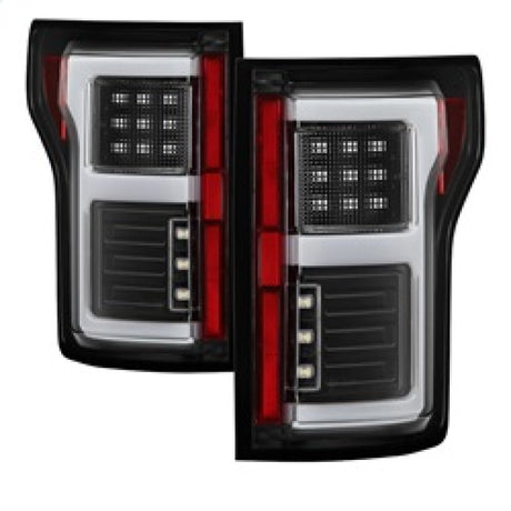 Spyder 15-18 Ford F-150 Light Bar LED Tail Lights (w/Blind Spot) - Black (ALT-YD-FF15015BS-LBLED-BK) 