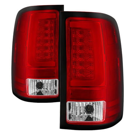 Spyder 07-13 GMC Sierra 1500 V2 Light Bar LED Tail Lights - Red Clear (ALT-YD-GS07V2-LBLED-RC) 