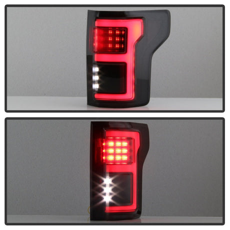 Spyder 15-18 Ford F-150 LED Tail Lights (w/Blind Spot) - Black Smoke (ALT-YD-FF15015BS-LBLED-BSM) 