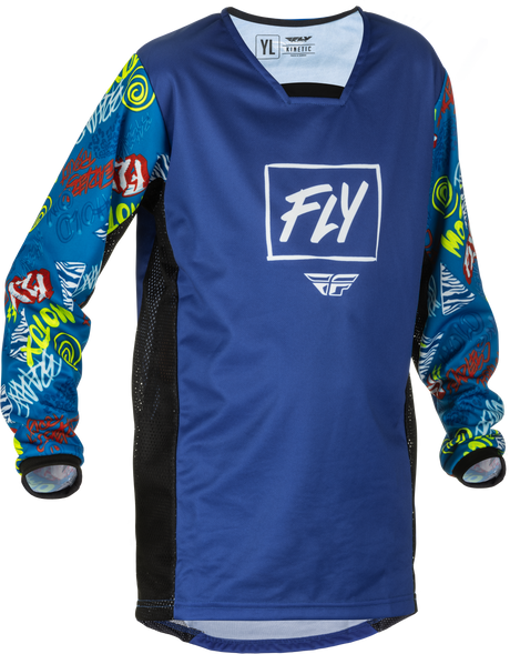 Fly Racing Fly Racing 375-427YM Youth Kinetic Rebel Jersey Blue/Light Blue Ym