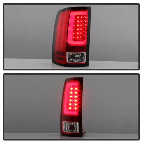 Spyder 07-13 GMC Sierra 1500 V2 Light Bar LED Tail Lights - Red Clear (ALT-YD-GS07V2-LBLED-RC) 