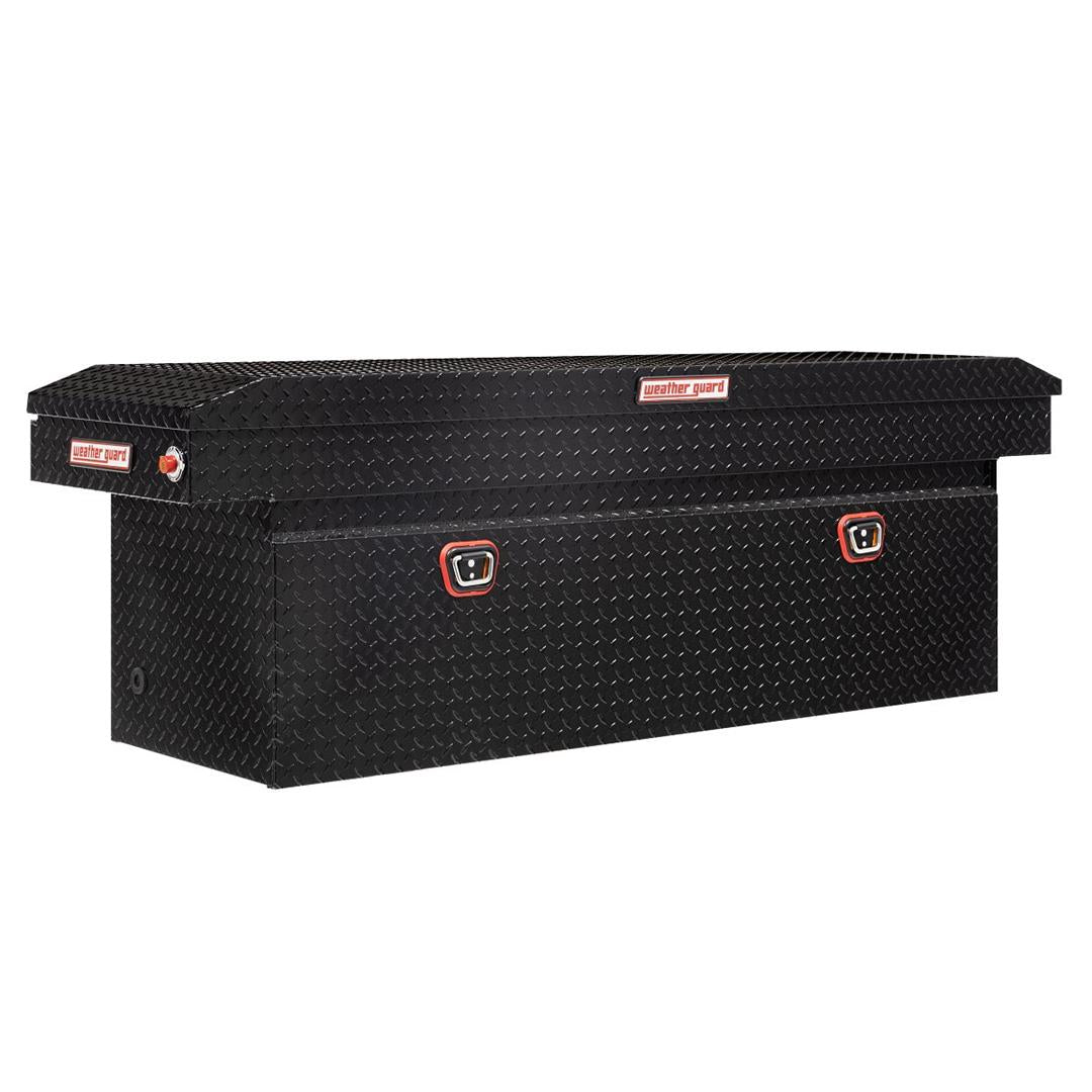 Tool Box Crossover; Single Lid; Powder Coated; Gloss Black; Aluminum; 72 Inch Length x 24 Inch Height x 20-1/2 Inch Width; 14.2 Cubic Feet Capacity