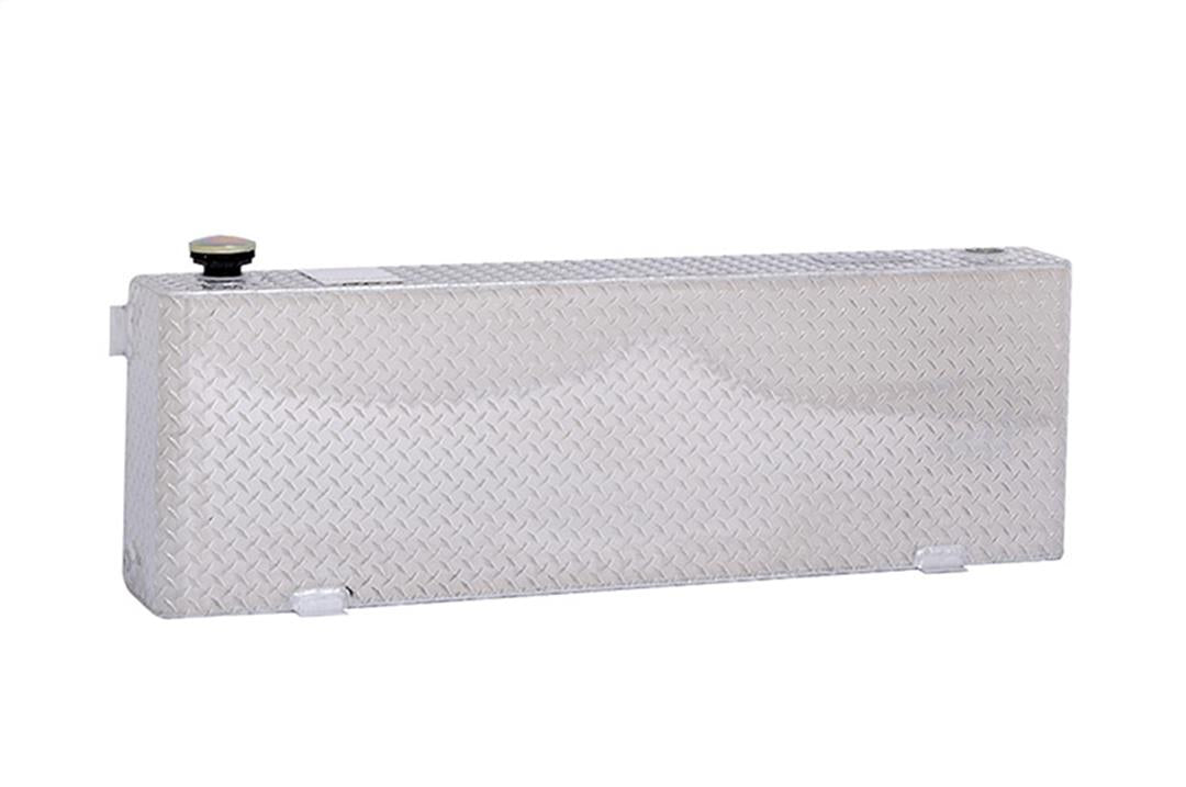 Auxiliary Fuel Tank DOT Approved For Direct Feed Into OEM Fuel Tank; Diesel; 40 Gallon Capacity; Long Rectangle Shape; 60 Inch Width X 9 Inch Length X 19 Inch Height; Diamond Tread Bright; Aluminum; With Locking Cap