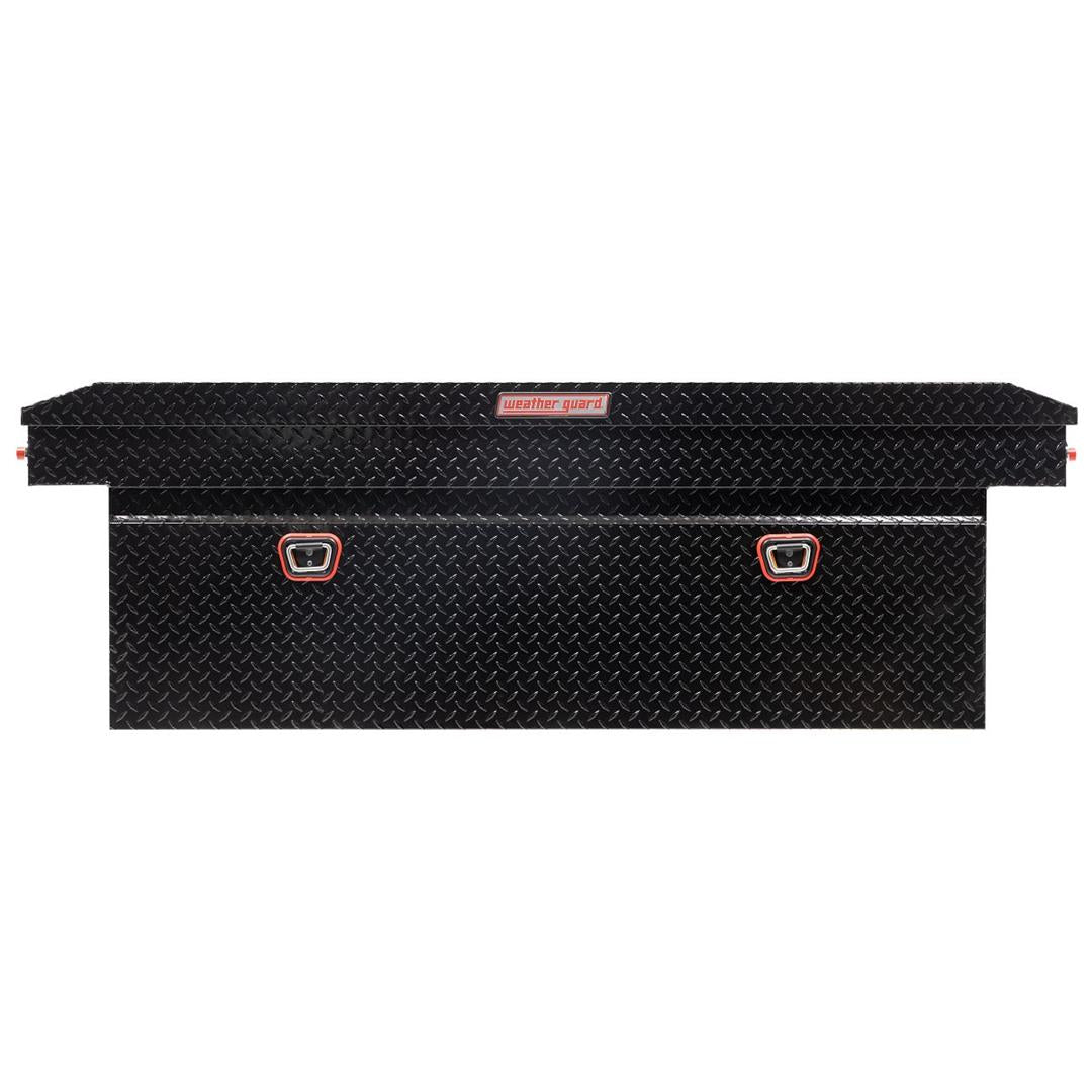 Tool Box Crossover; Single Lid; Powder Coated; Gloss Black; Aluminum; 72 Inch Length x 24 Inch Height x 20-1/2 Inch Width; 14.2 Cubic Feet Capacity