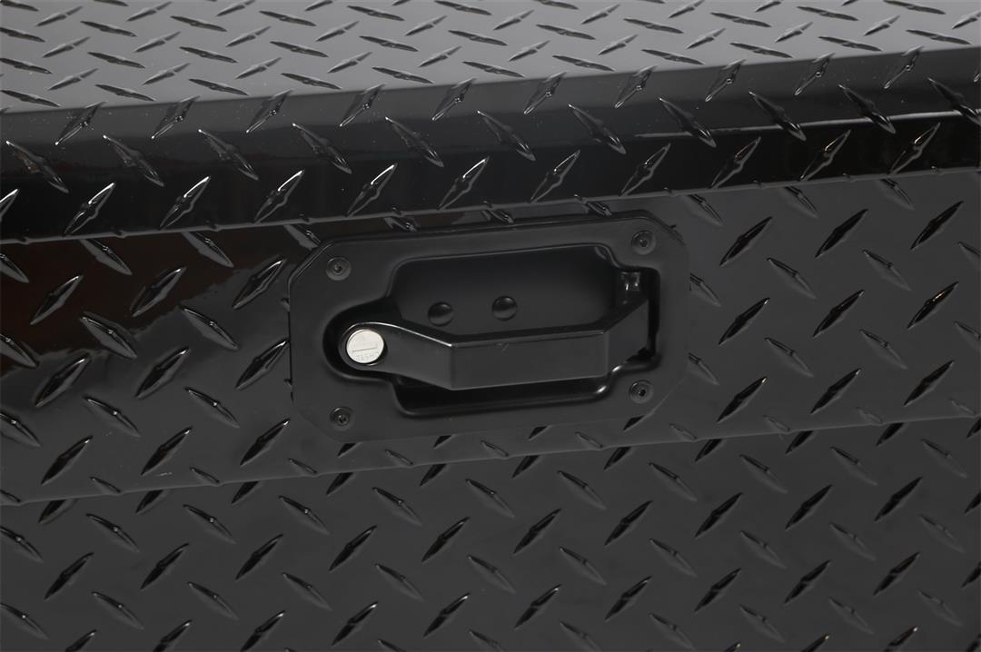 Tool Box Crossover Standard; Single Lid; Diamond Tread; Black Textured Powder Coated Aluminum; 69-3/4 Inch Length x 20 Inch Width x 12.2 Inch Height; 8.4 Cubic Foot Capacity; With Pull Handles