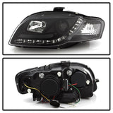 Spyder Audi A4 06-08 Projector Headlights Halogen Model Only - DRL Black PRO-YD-AA405-DRL-BK