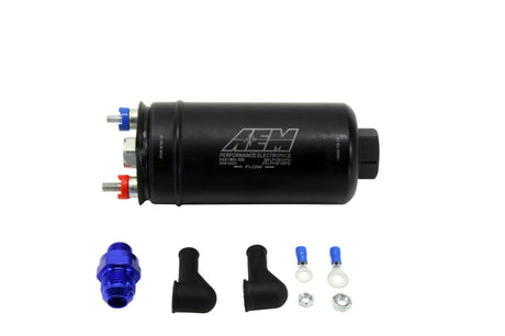 AEM 380LPH High Pressure Fuel Pump with -6AN Outlet and -10AN Inlet, installation hardware included.