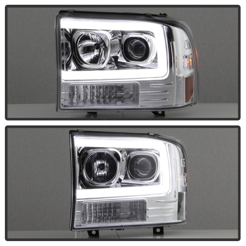 Spyder 99-04 Ford F-250 Super Duty Light Bar Projector Headlights - Chrome (PRO-YD-FF25099V2-LB-C) 