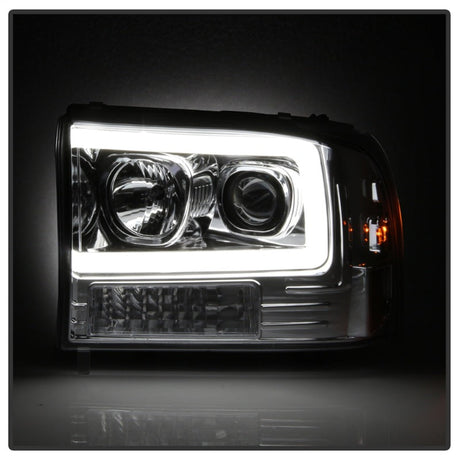 Spyder 99-04 Ford F-250 Super Duty Light Bar Projector Headlights - Chrome (PRO-YD-FF25099V2-LB-C) 