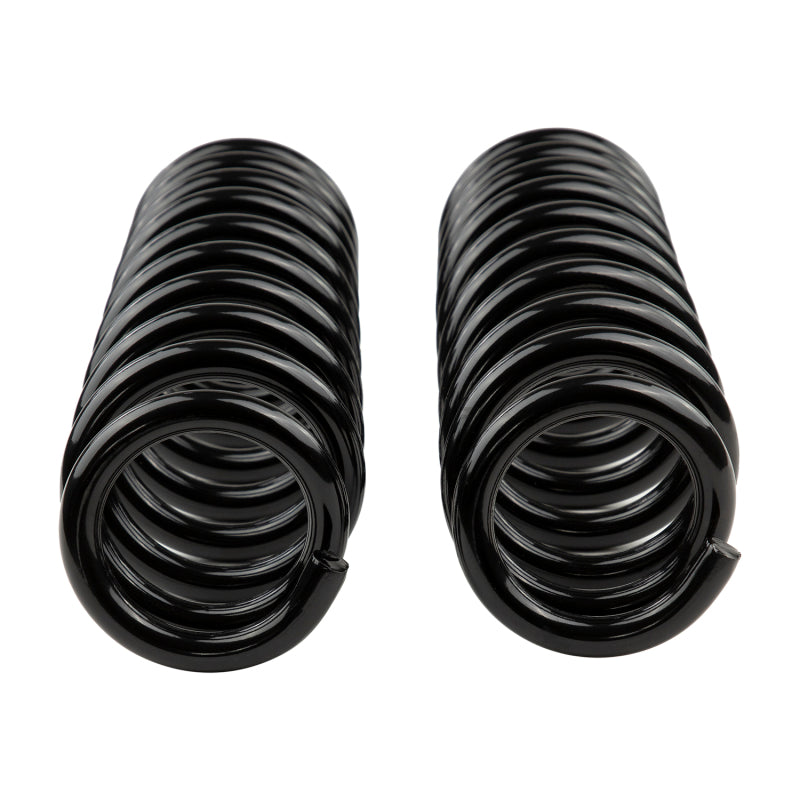 ARB OME 2021+ Ford Bronco Front Coil Spring Set for Medium Loads - Pair of black coil springs made from micro-alloyed spring steel for superior resistance to sagging and corrosion, designed for ride control improvement.