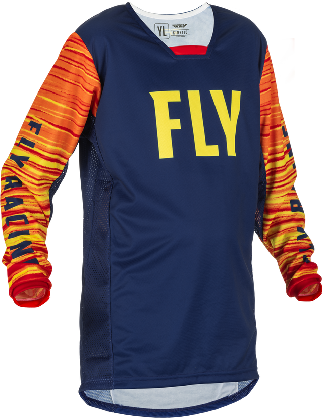 Fly Racing Fly Racing 375-526YL Youth Kinetic Wave Jersey Navy/Yellow/Red Yl