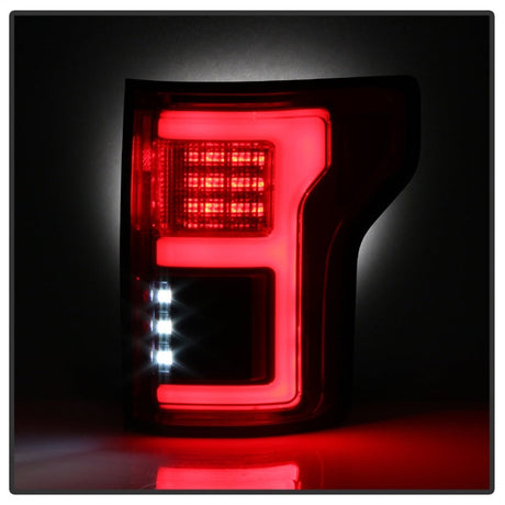 Spyder 15-18 Ford F-150 LED Tail Lights (w/Blind Spot) - Red Clear (ALT-YD-FF15015BS-LBLED-RC) 