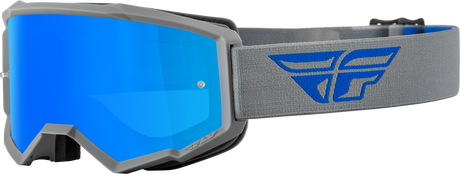 Fly Racing Fly Racing 37-51714 Youth Zone Goggle Grey/Blue W/ Sky Blue Mirror/Smoke Lens