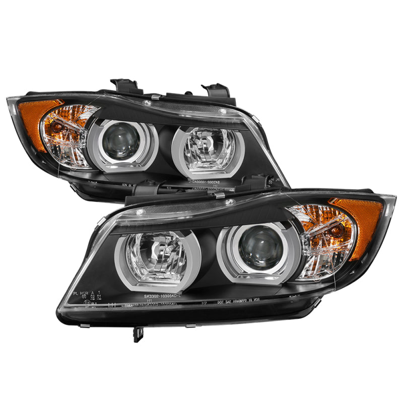 Spyder BMW E90 3-Series 06-08 4DR Headlights - Halogen Model Only - Black PRO-YD-BMWE9005V2-AM-BK