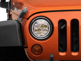 Raxiom 97-18 Jeep Wrangler TJ/JK Axial Spider LED Headlight w/ Amber DRL- Chrome Hsng (Clear Lens)