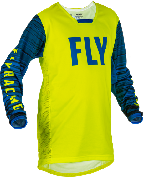 Fly Racing Fly Racing 375-525YS Youth Kinetic Wave Jersey Hi-Vis/Blue Ys